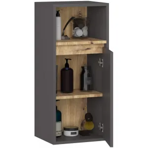 Ak furniture Závěsná koupelnová skříňka VAMI 35 cm šedý grafit/dub artisan