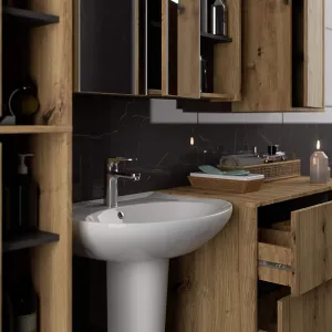Ak furniture Závěsná koupelnová skříňka VAMI 35 cm dub artisan/šedý grafit