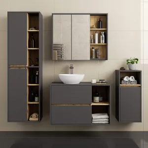 Ak furniture Závěsná koupelnová skříňka VAMI 35 cm šedý grafit/dub artisan
