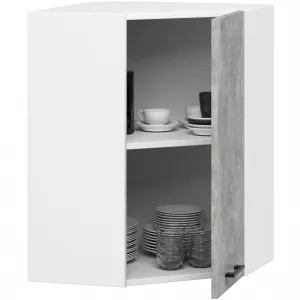Ak furniture Rohová závěsná kuchyňská skříňka Olivie 60X72 cm bílá/beton