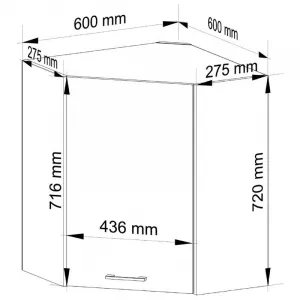 Ak furniture Rohová závěsná kuchyňská skříňka Olivie 60x72 cm bílá