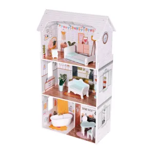 ECOTOYS Domeček pro panenky s nábytkem ALICE bílý