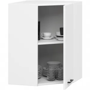 Ak furniture Rohová závěsná kuchyňská skříňka Olivie 60x72 cm bílá