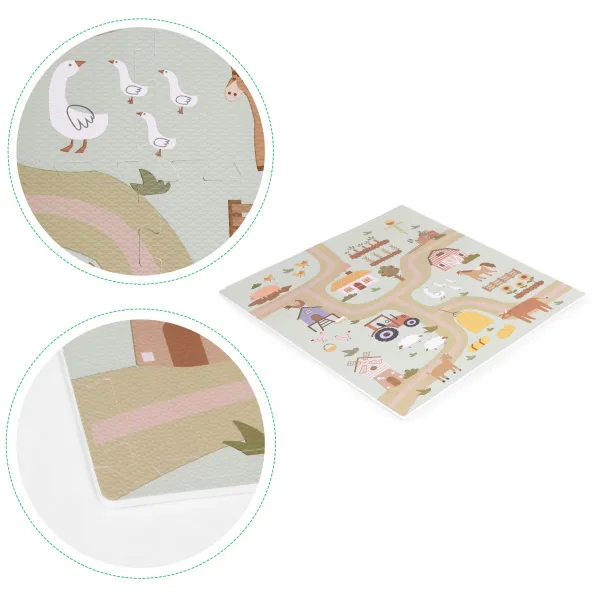 ECOTOYS Dětská podložka FARM 90,5x90,5 cm béžová