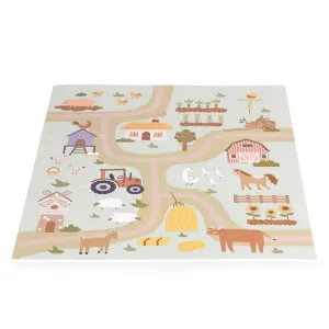 ECOTOYS Dětská podložka FARM 90,5x90,5 cm béžová