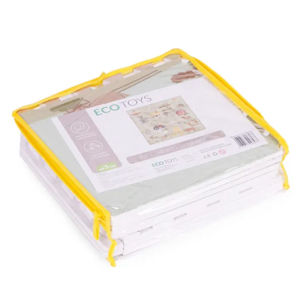 ECOTOYS Dětská podložka FARM 90,5x90,5 cm béžová