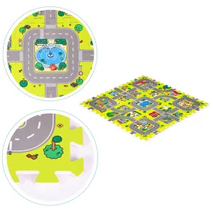 IPLAY Dětská pěnová podložka CITY 9 dílků žlutá