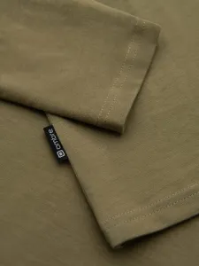 Tričko s nápisom a dlhým rukávom pánske olivové