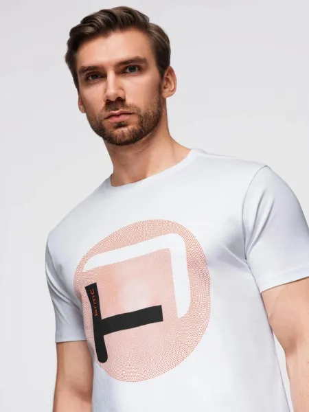 Trendy pánske tričko s krátkym rukávom- biele
