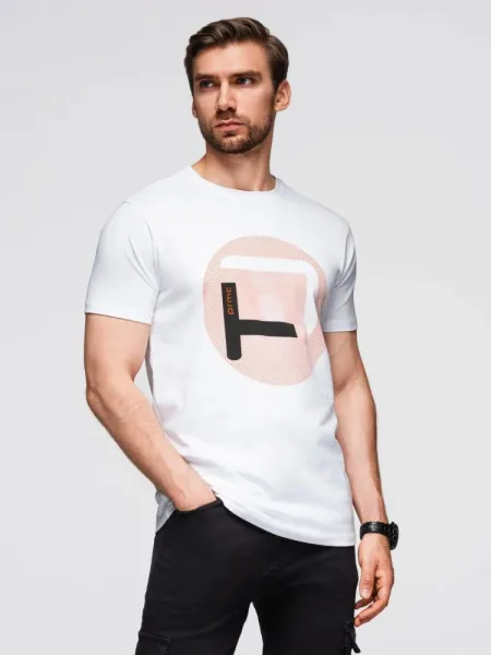 Trendy pánske tričko s krátkym rukávom- biele