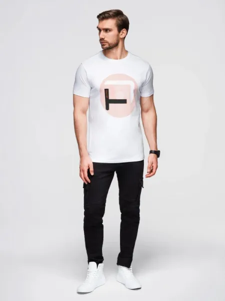 Trendy pánske tričko s krátkym rukávom- biele