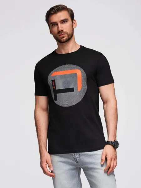 Trendy pánske tričko s krátkym rukávom- čierne