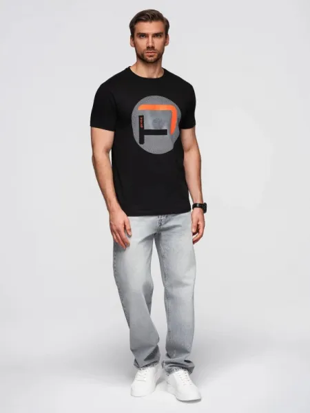 Trendy pánske tričko s krátkym rukávom- čierne