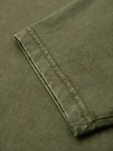 Tričko s krátkym rukávom s vypraným vzorom, na gombíky olivové