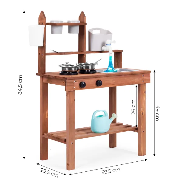 ECOTOYS Dřevěná kuchyňka pro děti MASTER hnědá