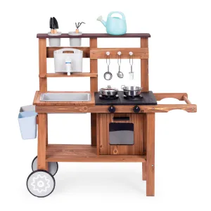 ECOTOYS Dřevěná kuchyňka pro děti MASTER II hnědá