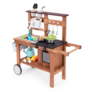 ECOTOYS Dřevěná kuchyňka pro děti MASTER II hnědá