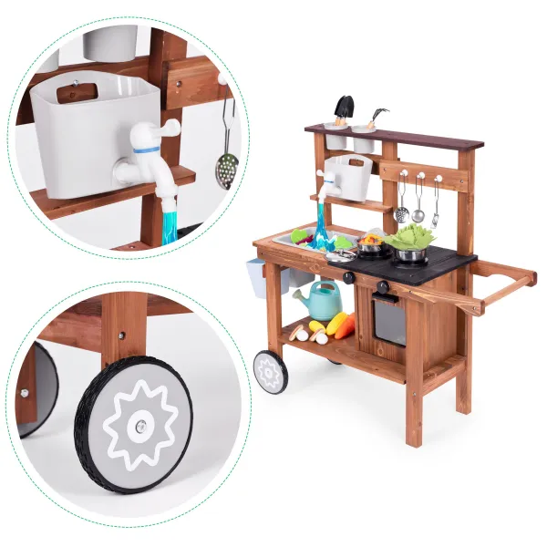 ECOTOYS Dřevěná kuchyňka pro děti MASTER II hnědá