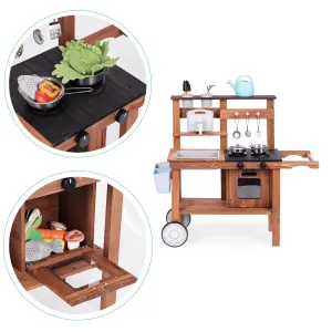 ECOTOYS Dřevěná kuchyňka pro děti MASTER II hnědá