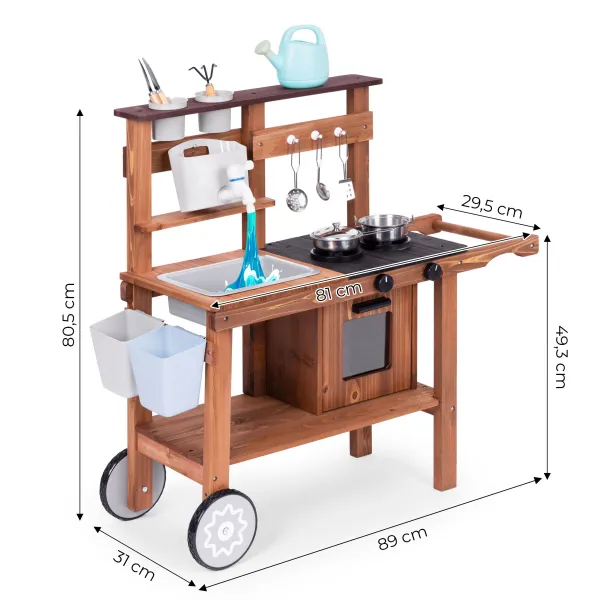 ECOTOYS Dřevěná kuchyňka pro děti MASTER II hnědá