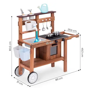 ECOTOYS Dřevěná kuchyňka pro děti MASTER II hnědá