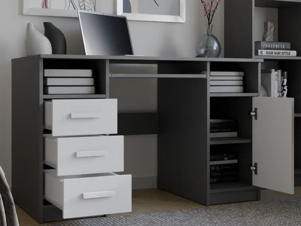 TP Living Písací stôl DELTA 120 cm antracitový/biely