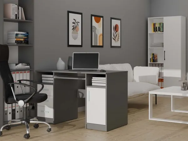 TP Living Písací stôl DELTA 120 cm antracitový/biely
