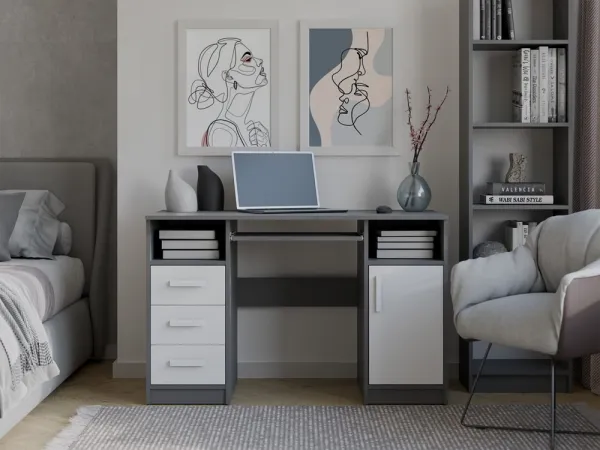 TP Living Písací stôl DELTA 120 cm antracitový/biely