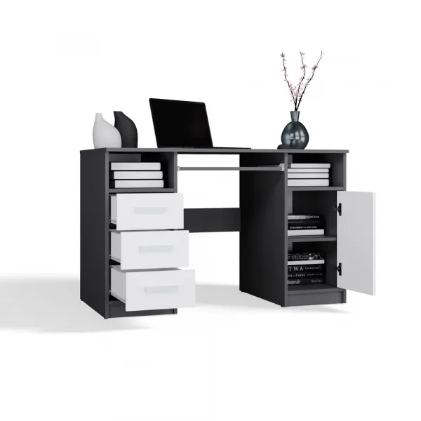 TP Living Písací stôl DELTA 120 cm antracitový/biely