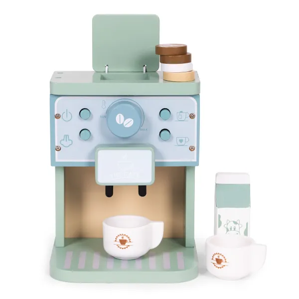 ECOTOYS Drevený kávovar pre deti ESPRESSO modrý