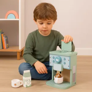 ECOTOYS Drevený kávovar pre deti ESPRESSO modrý