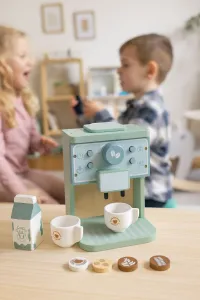 ECOTOYS Drevený kávovar pre deti ESPRESSO modrý