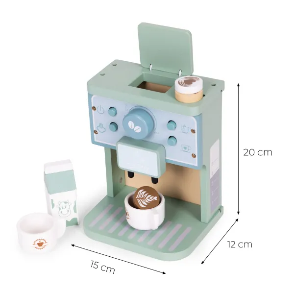 ECOTOYS Drevený kávovar pre deti ESPRESSO modrý