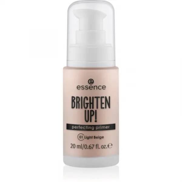 essence BRIGHTEN UP! Perfecting Primer tekutá podkladová báza pod make-up odtieň 01 Light Beige 20 ml