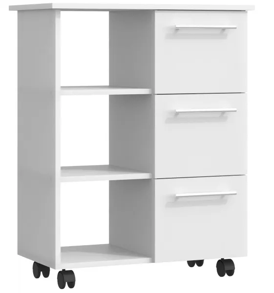 VCM Kuchyňský vozík s kolečky Esilo, 68 cm, bílá