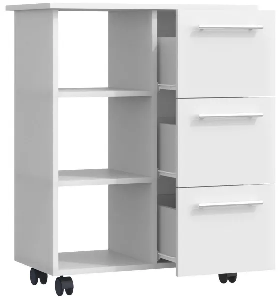 VCM Kuchyňský vozík s kolečky Esilo, 68 cm, bílá