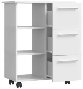 VCM Kuchyňský vozík s kolečky Esilo, 68 cm, bílá