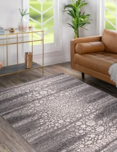 Koberec ANGEL 7888 / 52023 rozeta vintage sivý / béžový