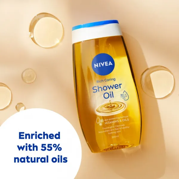 NIVEA Rich Care sprchový olej pre suchú pokožku 3 x 200 ml