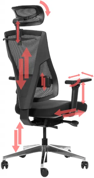MERCURY Ergonomická kancelárska stolička OAMA PLUS, čierna, pre vysoké postavy