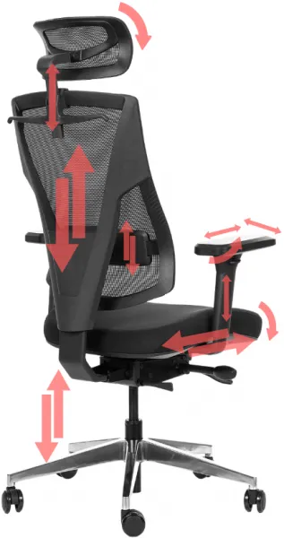 MERCURY Ergonomická kancelárska stolička OAMA PLUS, čierna, pre vysoké postavy