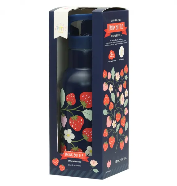 A Little Lovely Company - antikorová fľaša na pitie, 350 ml - jahody