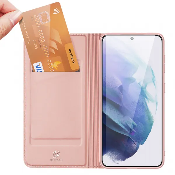 DUX DUCIS Skin Pro knižkové kožené puzdro na Samsung Galaxy S22 Plus, ružové