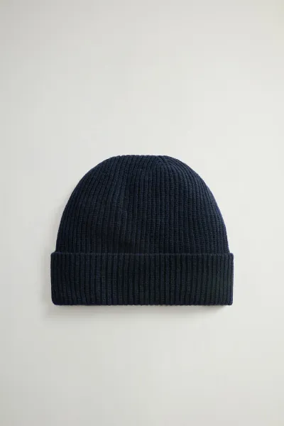 Čapica Woolrich Knitted Ribbed Beanie Melton Blue