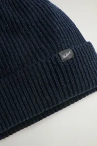 Čapica Woolrich Knitted Ribbed Beanie Melton Blue