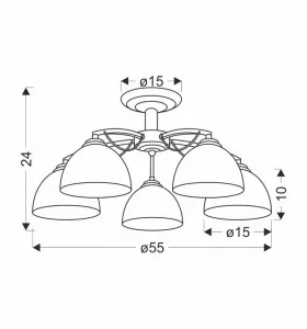 Stropná lampa Filona Chrome 5X40 E27 Biele tienidlo