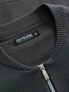 Trendy pánsky sveter na zips grafitový