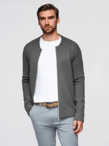 Trendy pánsky sveter na zips grafitový