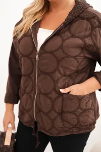 Kesi Włoski Dámska mikina Plus Size bavlnená na zips hnedá