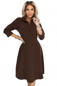 286-9 SANDY Flared shirt dress with belt - chocolate